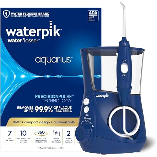 Waterpik Aquarius Water Flosser For Teeth Cleaning, Gums, Braces, Dental Care, Electric Power With 10 Settings, 7 Tips F