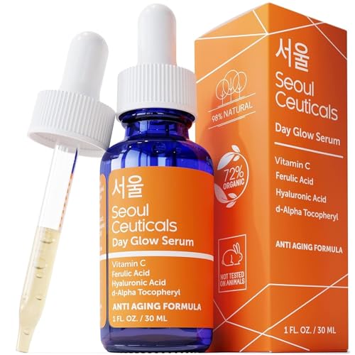 SeoulCeuticals Korean Skin Care 20% Vitamin C Hyaluronic Acid Serum + CE Ferulic Acid - Potent Anti Aging, Anti Wrinkle Korean Beauty Skincare 1oz