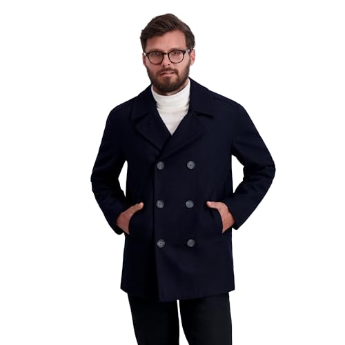 Nautica Men's Wool Blend Peacoat – Double-Breasted Winter Coat, Regular, Big & Tall Sizes, Dark Navy, Medium