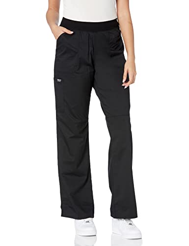 Cherokee WW Revolution Women's Mid Rise Straight Leg Pull-on Pant,D3Black,Small