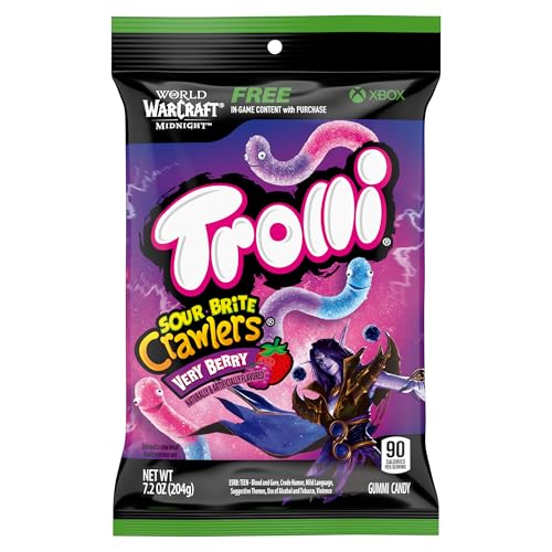 Trolli Sour Brite Crawlers, Candy, Very Berry, Sweet and Sour, Gummy Worms, 7.2 oz