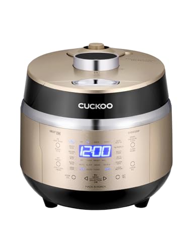 CUCKOO High Pressure Rice Cooker 3-Cup Uncooked / 6-Cup Cooked with Induction Heating Technology, Small Rice Maker with 16 Menu Options and Steam Plate, Voice Guide, Gold (CRP-EHSS0309F)