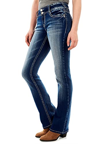 WallFlower Women's Luscious Curvy Bootcut Mid-Rise Insta Stretch Juniors Jeans (Standard and Plus), Jenna, 15