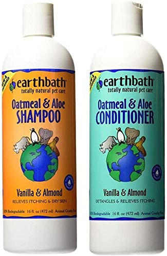 earthbath, Oatmeal & Aloe Dog Shampoo and Conditioner - Oatmeal Shampoo for Dogs, Itchy, Dry Skin Relief, Dog Wash, Made in USA, Dog Conditioner, Pet Shampoos - Vanilla & Almond, 16 Oz (1 Set)