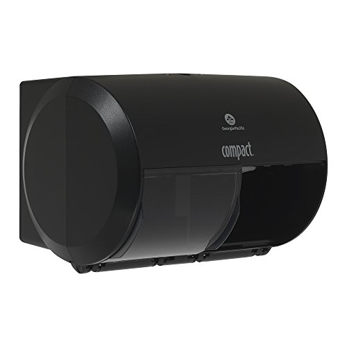 Compact 2-Roll Side-by-Side Coreless High-Capacity Toilet Paper Dispenser by GP PRO (Georgia-Pacific), Black, 56784A, 1 Dispenser