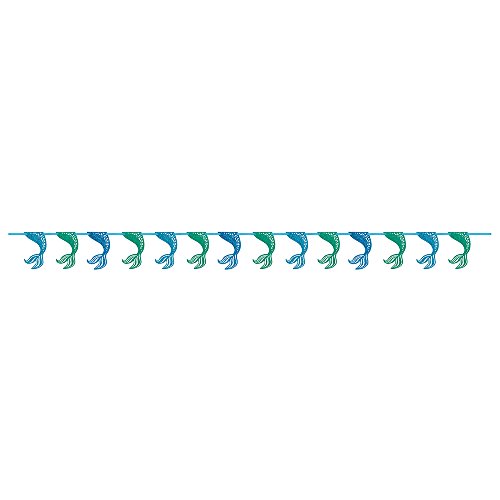 Blue & Green Mermaid Tails Glitter Garland (2.7m Long) 1 Piece - Enchanting Décor for Special Occasions and Events