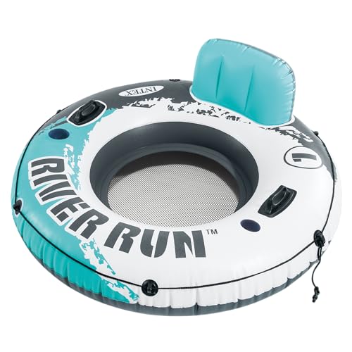 INTEX 56825EP River Run 1 Inflatable Floating Lounge: Comfortable Backrest – Built-in Cup Holders – Durable Grab Handles