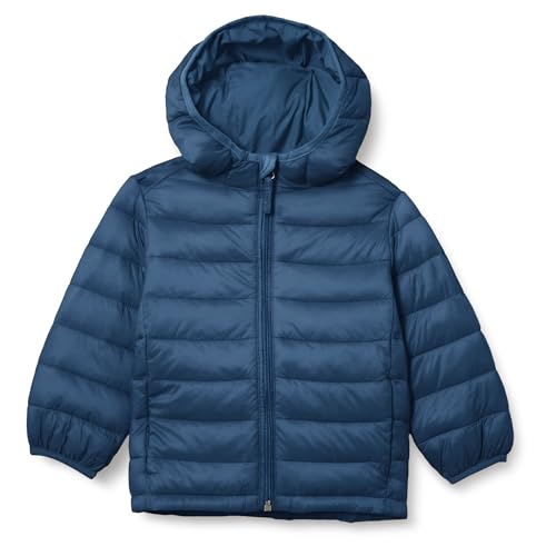 Amazon Essentials Boys' Lightweight Water-Resistant Packable Hooded Puffer Jacket, Navy, X-Large