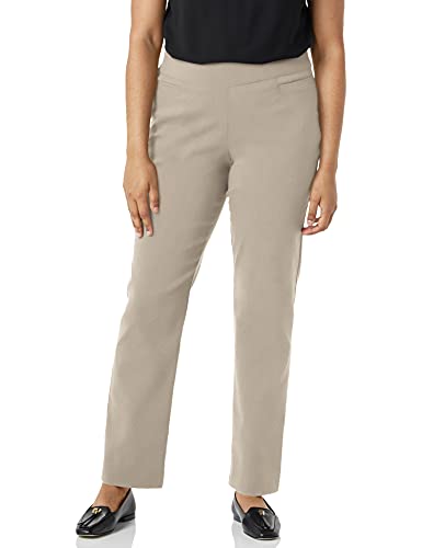Briggs New York Women's Super Stretch Millennium Welt Pocket Pull on Career Pant, Cobblestone, 14