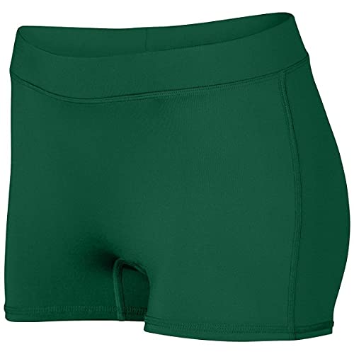 Augusta Sportswear Dare Low-Rise Athletic Shorts, 4-Way Stretch and Moisture-Wicking Comfort for Women, Dark Green, Small