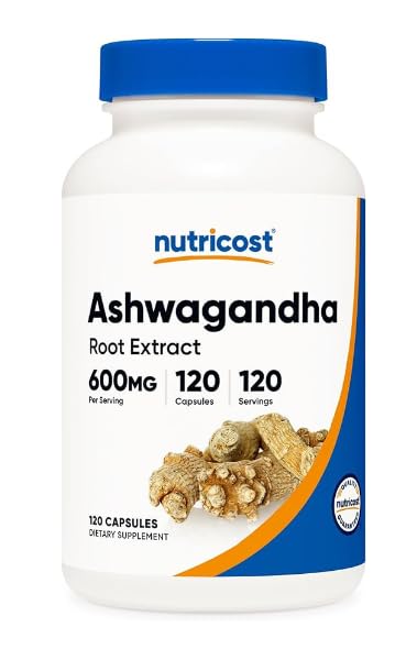 Nutricost Ashwagandha Herbal Supplement 600mg, 120 Capsules - Vegetarian, Non-GMO, Gluten Free, Ashwagandha Root