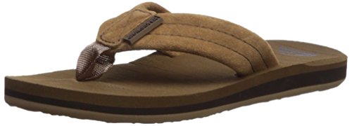 Quiksilver boys Carver Suede Youth Kids Flip Flip Sandal, Tan - Solid, 11 Little Kid US