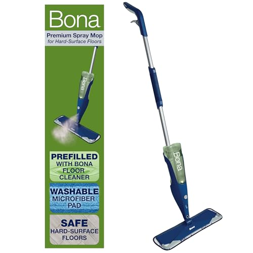 Bona Premium Multi-Surface Floor Spray Mop - Includes Multi-Surface Floor Cleaning Solution 34 fl oz and Machine Washable Microfiber Cleaning Pad - for Stone, Tile, Laminate, and Vinyl Floors