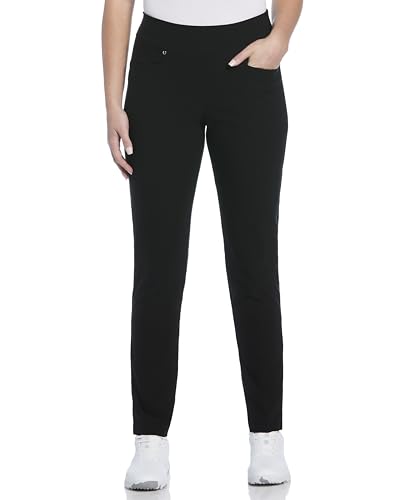 PGA TOUR Women's Regular Pull-on Golf Pant with Tummy Control (Size X-Small-XX-Large), Black, Medium