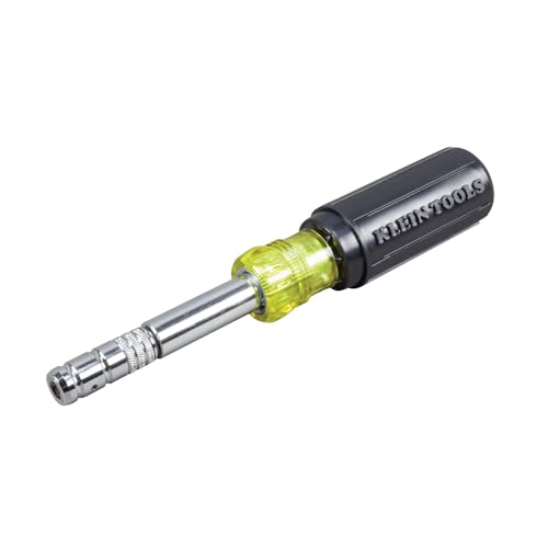 Klein Tools 32596 Multi-Bit Screwdriver /Nut Driver, Magnetic 8-in-1 HVAC Slide Drive Tool with Hex, Phillips, Schrader Bits, Nut Drivers