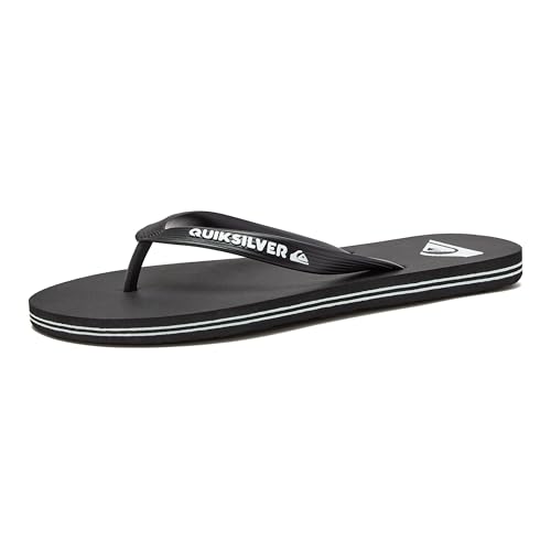 Quiksilver Men's Molokai 3 Point Flip Flop Sandal, Black/Black/White, 9