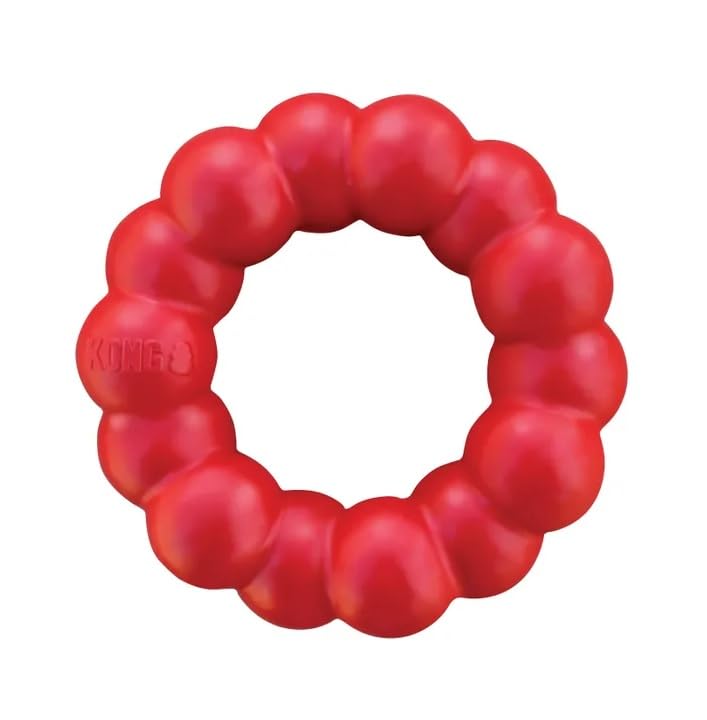 KONG Ring - Natural Rubber Ring Toy for Healthy Chewing Habits - Chew Toy Supports Dog Dental Health - Dog Toy Supports Instincts During Playtime - for Medium/Large Dogs