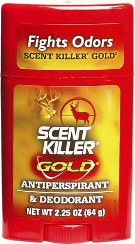 Wildlife Research Center Scent Killer Gold Antiperspirant & Deodorant, Unscented, Anti-Odor Formula for Hunters, Long-Lasting Sweat & Odor Protection, Push-Up Stick, 2.25 OZ