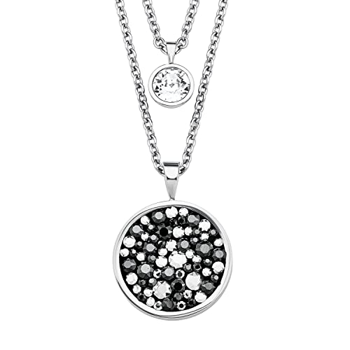 (-38%) s.Oliver Kette mit rundem Anhänger für Damen, Kristalle von Swarovski und Edelstahl, Silber