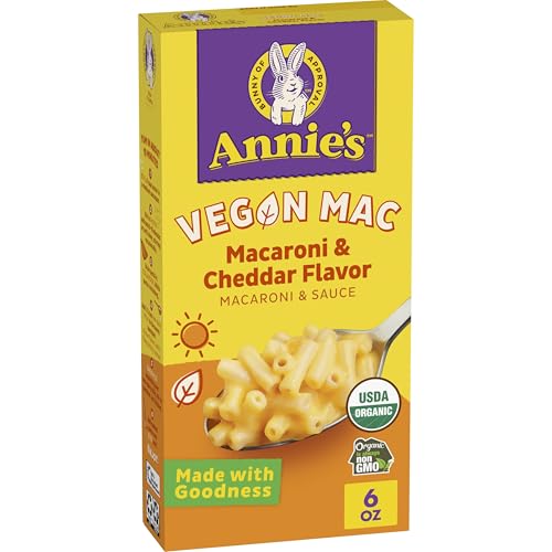Annie's Vegan Mac and Cheddar Flavor Pasta and Sauce, Organic, Plant Based, Dinner Side or Snacks, 6 oz