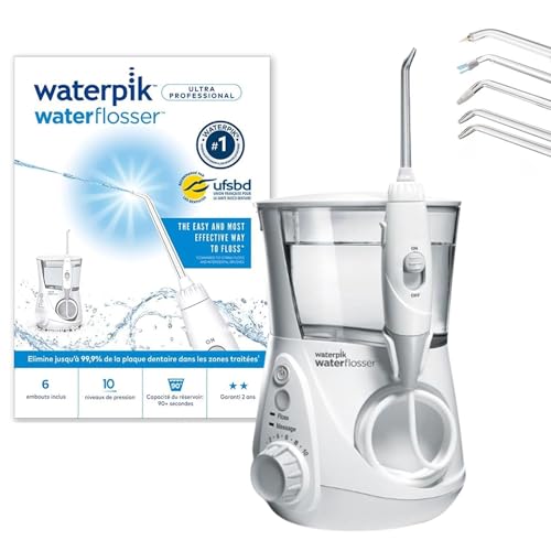 🔥 STARKER PREIS (-40%) Waterpik Ultra Professional Munddusche, Testsieger 2026, Precision Pulse Technology, TÜV Siegel, bis zu 99,9 Prozent Plaque Entfernung, 6x Aufsätze, 10x individuelle Modi, integrierter Timer, weiß