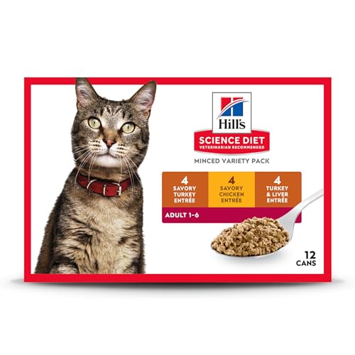 Hills Science Diet Adult 1-6 Wet Cat Food Variety Pack Turkey Chicken 5 oz 12 Count