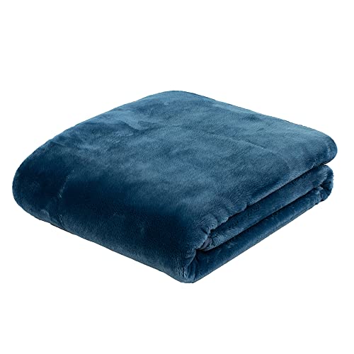 Gözze - Premium Cashmere-Feeling Wohn- und Kuscheldecke, 500 g/m², 220 x 240 cm - Blau