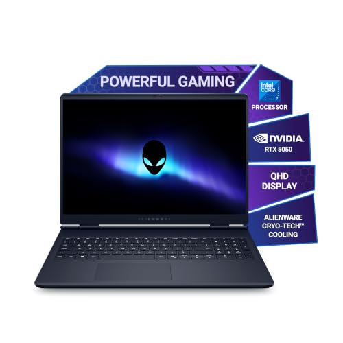 Alienware 16 Aurora Gaming Laptop, Intel Core 7 240H Processor, 16GB DDR5, 1TB SSD, RTX 5050 8GB GDDR7, 16.0" 2.5k, 300 nits Display, Keyboard with