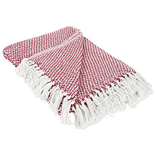 DII 100% Cotton Basket Weave Throw for Indoor/Outdoor Use Camping Bbq's Beaches Everyday Blanket, 50 x 60, Woven Stripe