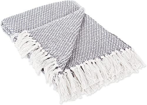 DII 100% Cotton Basket Weave Throw for Indoor/Outdoor Use Camping Bbq's Beaches Everyday Blanket, 50 x 60, Woven Stripe
