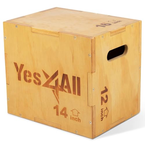 Amazon.com : Yes4All Plyo Box, 3-in-1 Wooden Box Jumps for Home Gym, 450 lbs, Step Up with Smooth Edges & Wide Built-in Handles for Jumping, Strength Training, Lunges, Squats, Dips, Natural Wood : Sports & Outdoors
