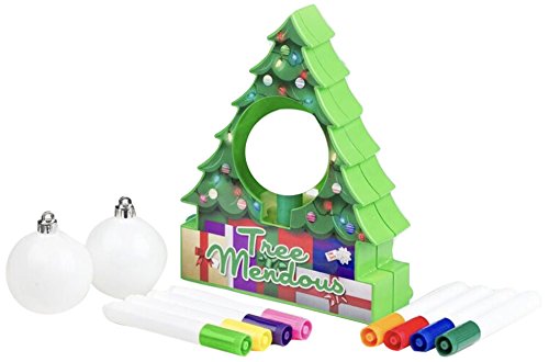 The Treemendous Ornament Decorator Christmas Tree Decorating Kit - Includes Christmas Tree DIY Ornament Decorating Spinner Arts and Crafts Kit and 8 Colorful Quick Drying Markers [Cap Colors May Vary]