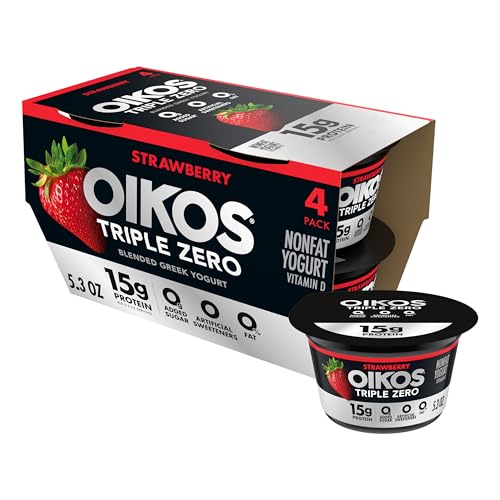 Triple Zero Strawberry Nonfat Greek Yogurt Pack 0percent Fat Sugar