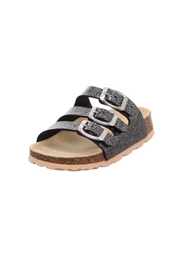 (-27%) Superfit Mädchen Fussbettpantoffel Pantoffeln, Schwarz Silber 0100, 38 EU