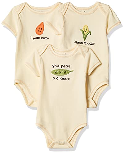 Touched by Nature baby boys Organic Cotton Bodysuits Bodysuit, Corn 3-pack, 3-6 Months US