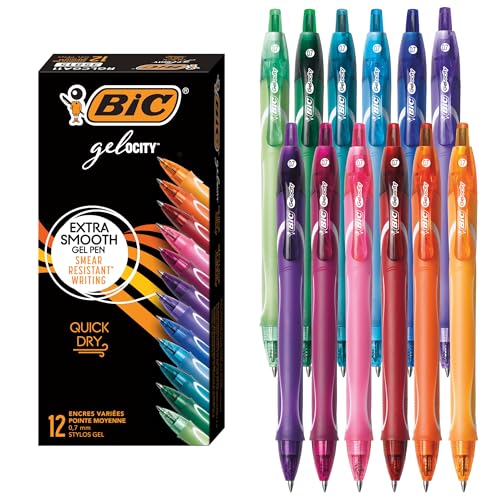 Bic Gelocity Quick Dry Assorted Colors Gel Pens Medium Point 07 Mm