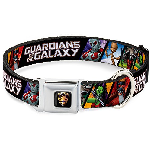 Buckle Down DC-WMC127-L Seatbelt Dog Collar, Large, Guardians of the Galaxy: Drax-Gamora-Groot-Rocket Raccoon-Star-Lord