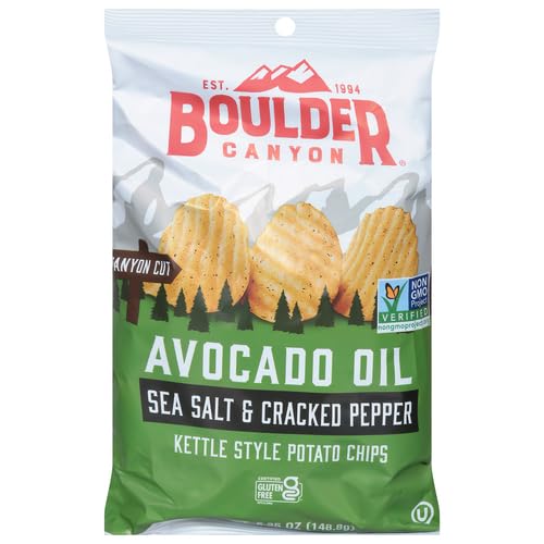 Boulder Canyon, Chips Potato Canyon Cut Avocado Oil Salt N Pepper, 5.25 Ounce
