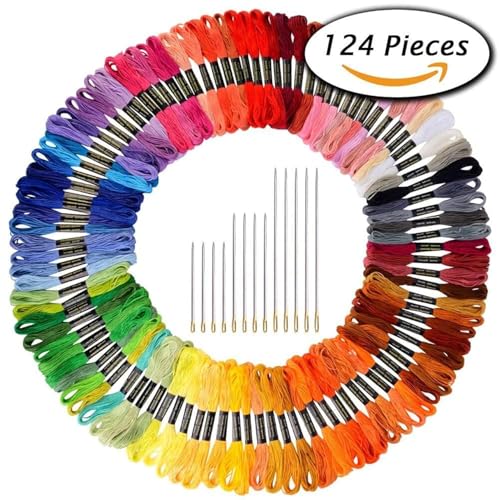 Paxcoo 124 Skeins Embroidery Floss Cross Stitch Thread with Needles