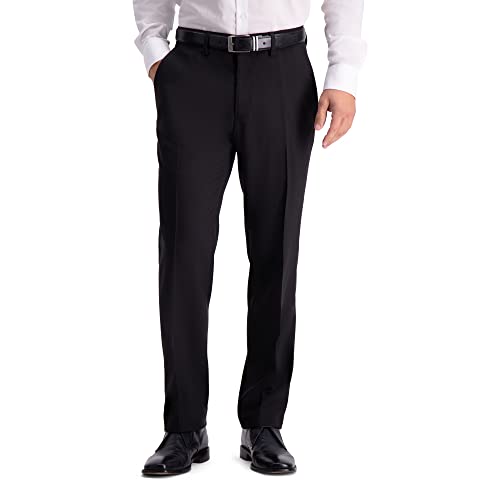 Kenneth Cole REACTION mens Techni-cole Mini Check Modern Fit Flat Front Dress Pants, Black, 32W x 32L US
