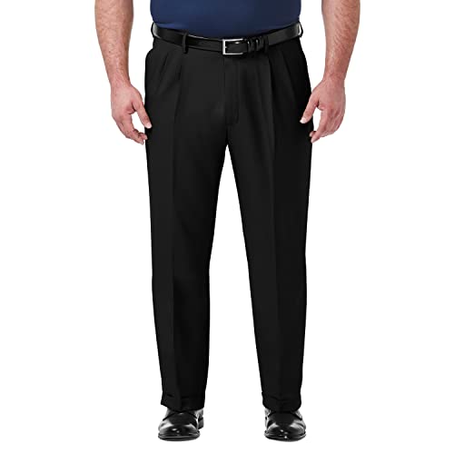 Haggar Men's Premium Comfort Classic Fit Pleat Front Pant Reg. and Big & Tall Sizes, Black, 48W x 30L