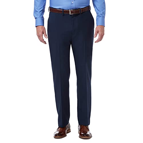 Haggar Men's Premium Comfort Classic Fit Flat Front Dress Pants-Regular and Big & Tall Sizes, Blue, 38W x 29L