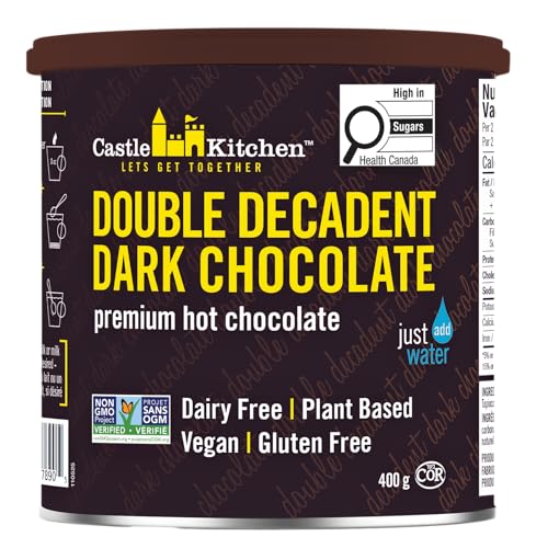 Castle Kitchen Double Dutch Dark Chocolate Premium Hot Cocoa Mix - Dairy-Free, Vegan, Plant Based, Gluten-Free, Non-GMO Project Verified, Kosher - Just Add Water - 14 oz