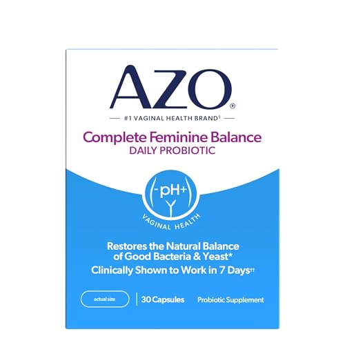 AZO Complete Feminine Balance Daily Probiotics for Women, Clinically Proven to Help Protect Vaginal Health, Helps balance pH and yeast, Non-GMO, 30 Count