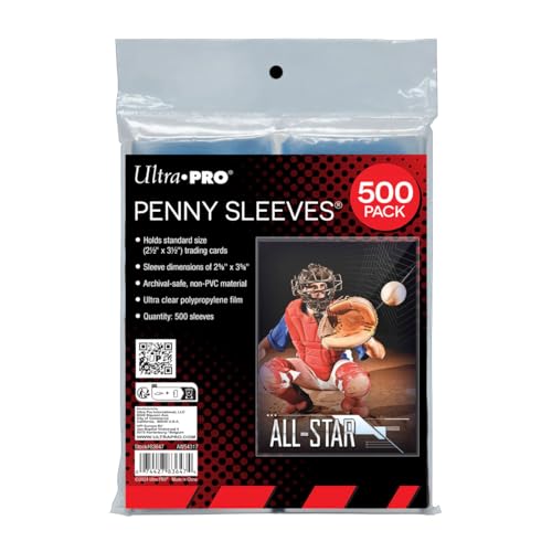 Ultra PRO - Penny Sleeves® Clear Card Sleeves for Standard Size Trading Cards measuring 2.5" x 3.5" (500 count pack)
