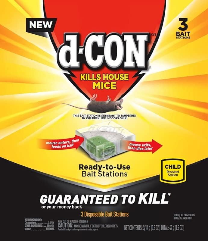 d-Con Disposable Corner Fit Mouse Bait Station, 0.5 Oz (Pack of 3)