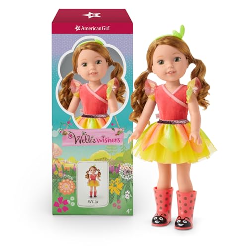 American Girl WellieWishers 14.5-inch Willa Doll with Coral Leotard, Mesh Skirt, Headband, and Boots, For Ages 4+