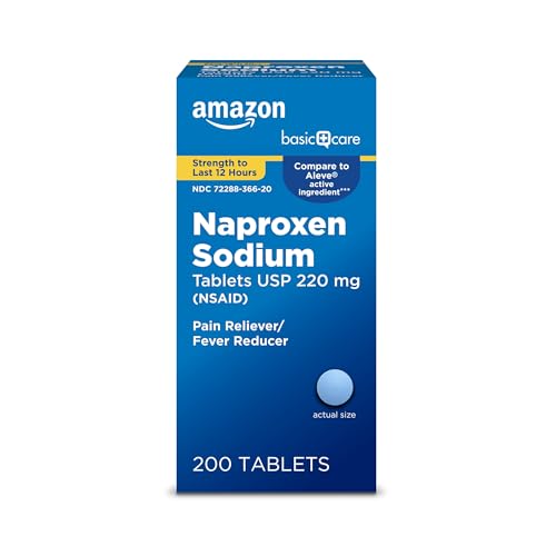 Amazon Basic Care Naproxen Sodium Tablets, 200 Count (Pack of 1) (Packaging may vary)