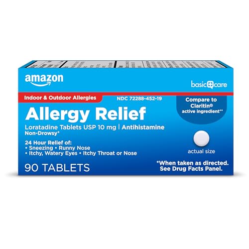 Amazon Basic Care Allergy Relief Loratadine Tablets 10 mg, 90 Count (Packaging may vary)