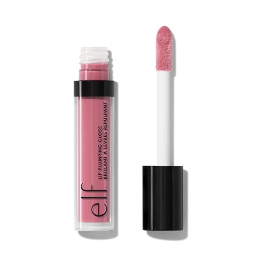 e.l.f. Lip Plumping Gloss, Hydrating, Nourishing, Invigorating, High-Shine, Plumps, Volumizes, Cools, Soothes, Sparkling Rosé, Shimmer, 0.1 Oz
